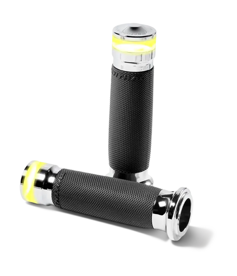 Performance Machine Contour Led Handle Grip Set - Chrome - Controls