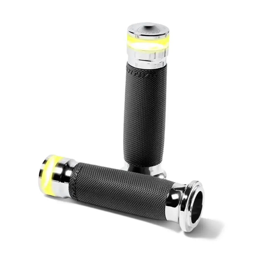 Performance Machine Contour Led Handle Grip Set - Chrome - Controls