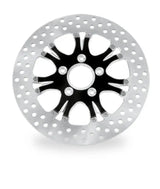 Perforated motorcycle brake rotor in contrast cut platinum by Performance Machine
