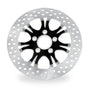 Perforated motorcycle brake rotor in contrast cut platinum by Performance Machine