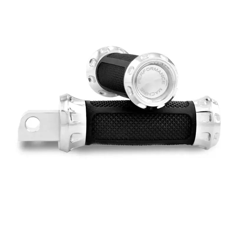 Black and chrome Performance Machine Footpegs Overdrive Rider for style and grip
