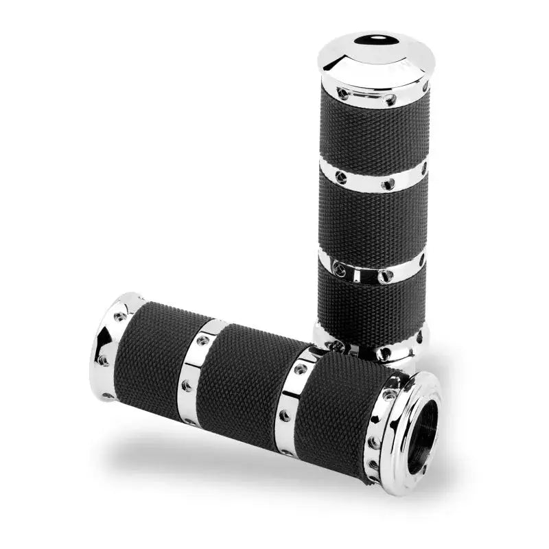 Performance Machine Handle Grip Set- XL Rubber 2K7 - Chrome - Controls