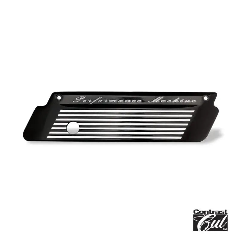 Black engine cover with silver stripes from Performance Machine Contrast Cut latch plate set