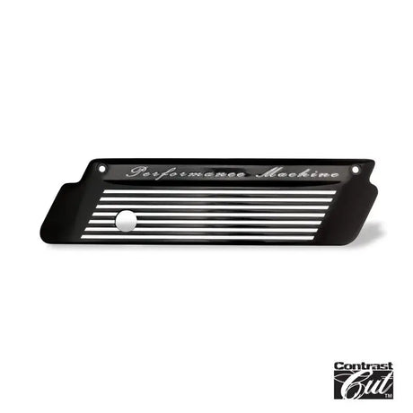 Black engine cover with silver stripes from Performance Machine Contrast Cut latch plate set