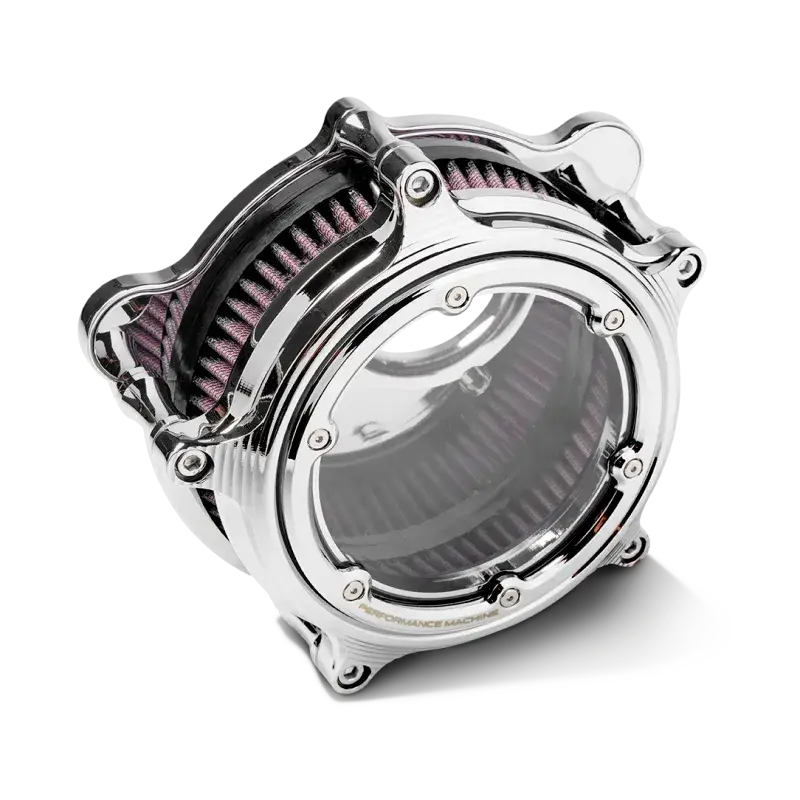 Performance Machine Vision Air Cleaner W/Bezel - Chrome - Filters
