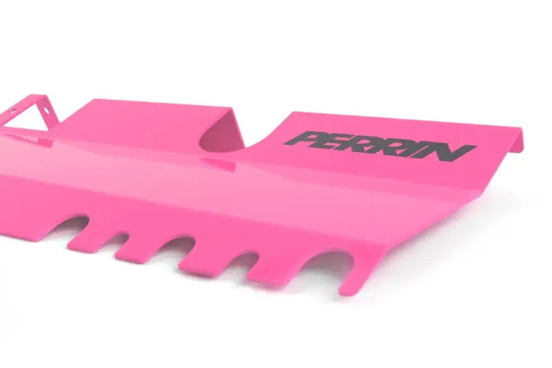 Pink metal under tray for Perrin 15-21 WRX STI radiator shroud without OEM intake scoop