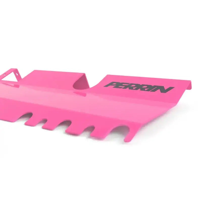Pink metal under tray for Perrin 15-21 WRX STI radiator shroud without OEM intake scoop