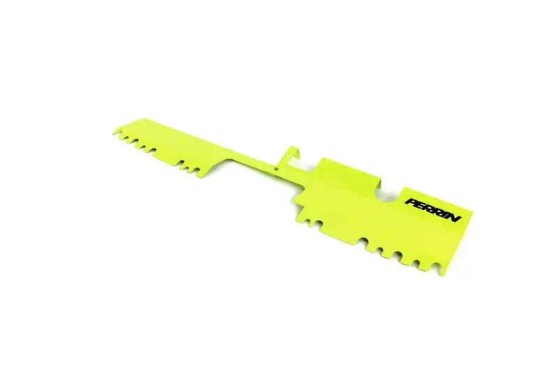 Perrin 2015 WRX/STi Red Radiator Shroud, high-quality performance part in vibrant yellow, enhances engine bay aesthetics and cooling efficiency for Subaru enthusiasts.