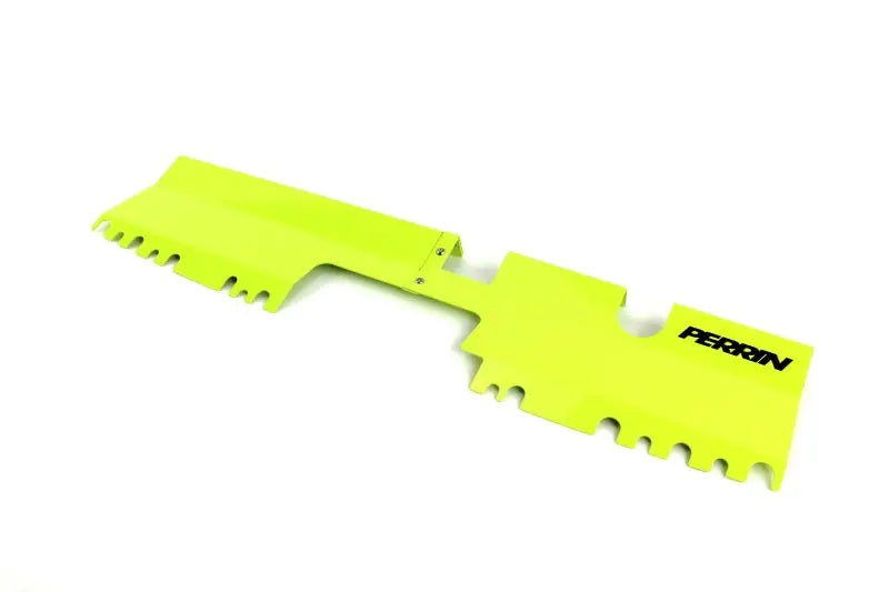 Perrin 2015 WRX/STi yellow radiator shroud with brand logo.