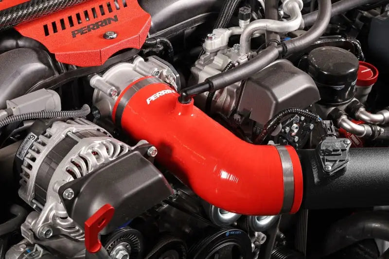 Perrin 22-23 Subaru BRZ/Toyota GR86 Silicone Inlet Hose (3in. ID / SS Wire) - Red - Truck & Automotive