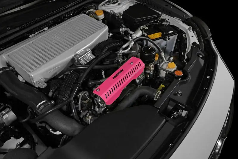 Perrin 22-23 Subaru WRX Pulley Cover (Short Version - Works w/AOS System) - Hyper Pink - Truck & Automotive