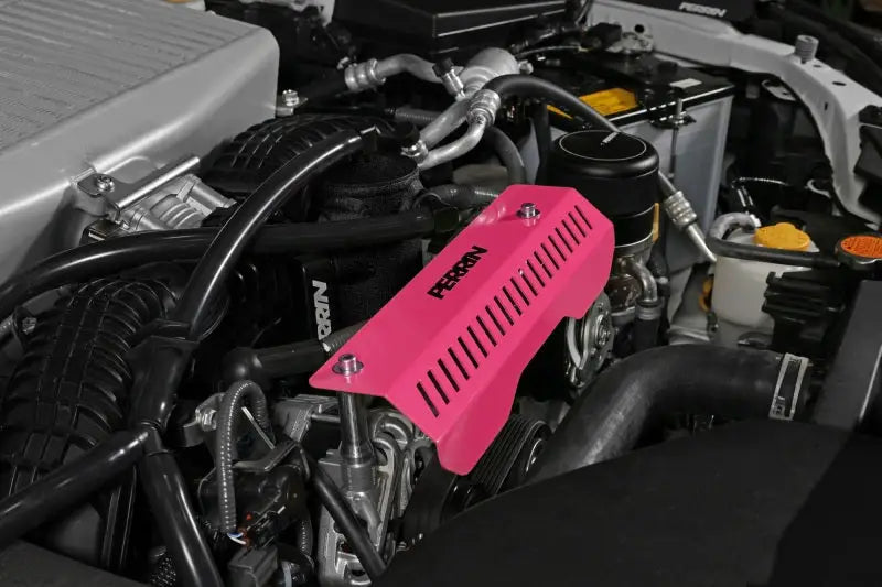 Perrin 22-23 Subaru WRX Pulley Cover (Short Version - Works w/AOS System) - Hyper Pink - Truck & Automotive