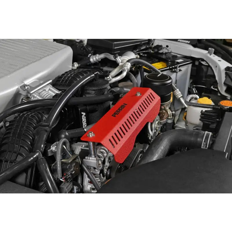 Perrin Performance PSP-ENG-154RD Perrin 22-23 Subaru WRX Pulley Cover (Short Version - Works w/AOS System) - Red