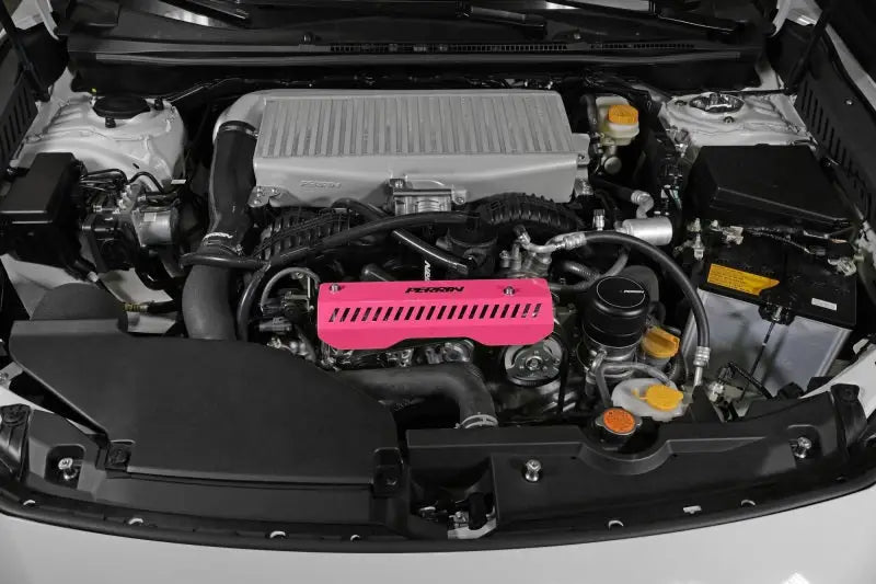 Perrin 22-23 Subaru WRX Pulley Cover (Short Version - Works w/AOS System) - Hyper Pink - Truck & Automotive
