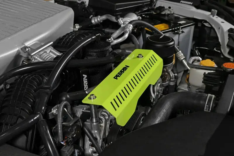 Perrin 22-23 Subaru WRX Pulley Cover (Short Version - Works w/AOS System) - Neon Yellow - Truck & Automotive
