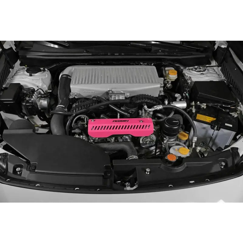 Perrin Performance PSP-ENG-154HP Perrin 22-23 Subaru WRX Pulley Cover (Short Version - Works w/AOS System) - Hyper Pink