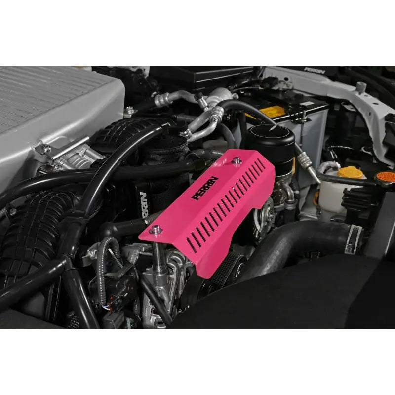 Perrin Performance PSP-ENG-154HP Perrin 22-23 Subaru WRX Pulley Cover (Short Version - Works w/AOS System) - Hyper Pink