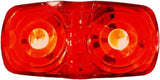 Red dual-lens tail light for motorcycles from Peterson Mfg, rect dbl bulls-eye design