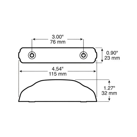 Technical drawing of mounting bracket with dimensions for Peterson Mfg 60A-MV LED product