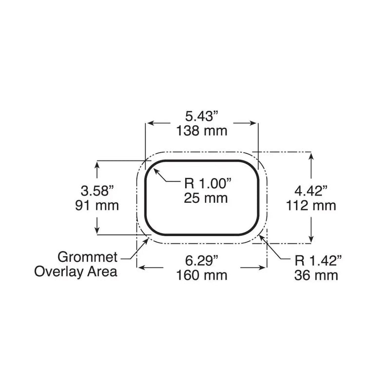 Peterson MFG Limited Lifetime Warranty Trailer Light Grommet 850-18 - Grom Rect Pvc Rub Flush Mnt 6.29 X4