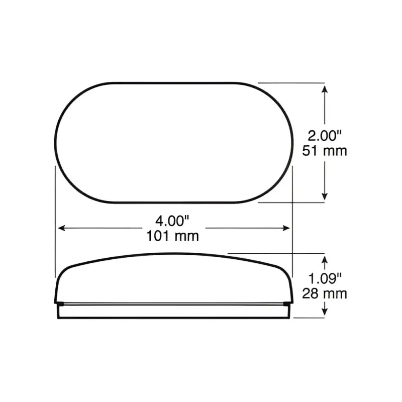 Oval light fixture dimensions for Peterson Mfg M35R-MV-BT2 LED light fixture