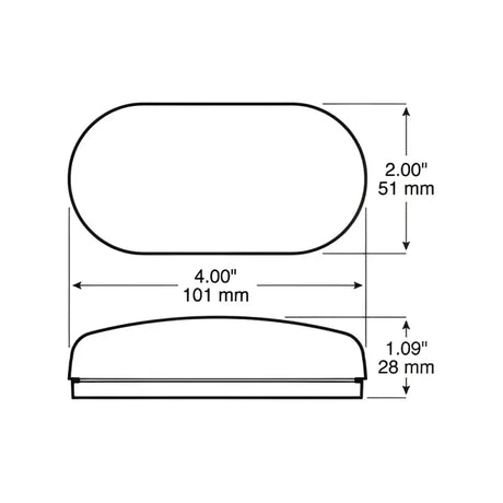 Oval light fixture dimensions for Peterson Mfg M35R-MV-BT2 LED light fixture