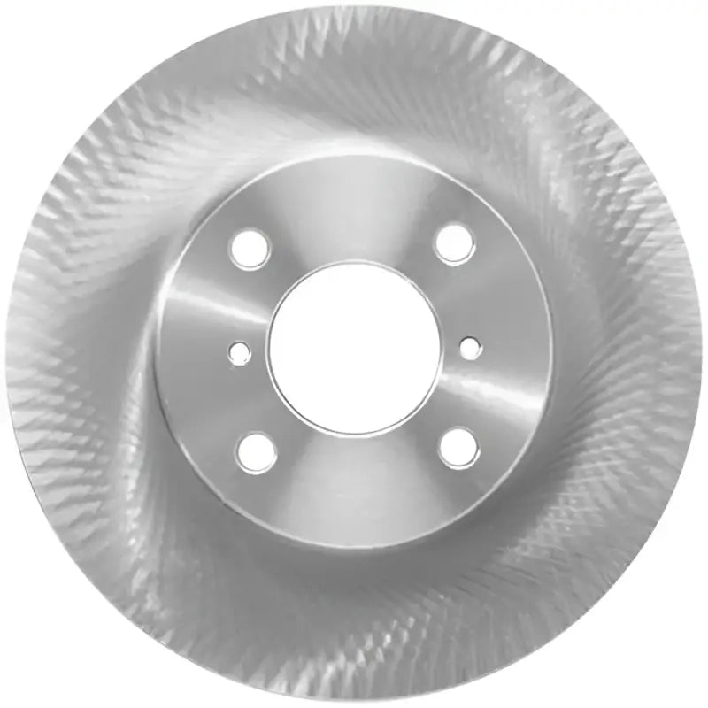 Silver brake rotor with spiral grooves for PGD1195C friction brakes in high-performance cars