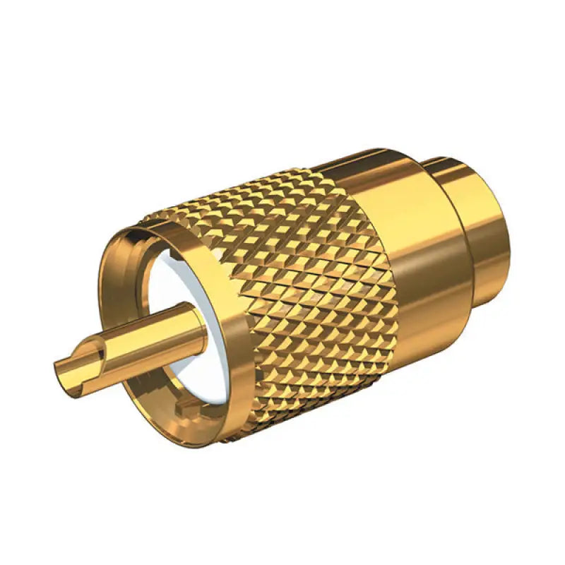 Shakespeare Gold Plated PL-259 Connector for superior signal transmission and corrosion resistance.