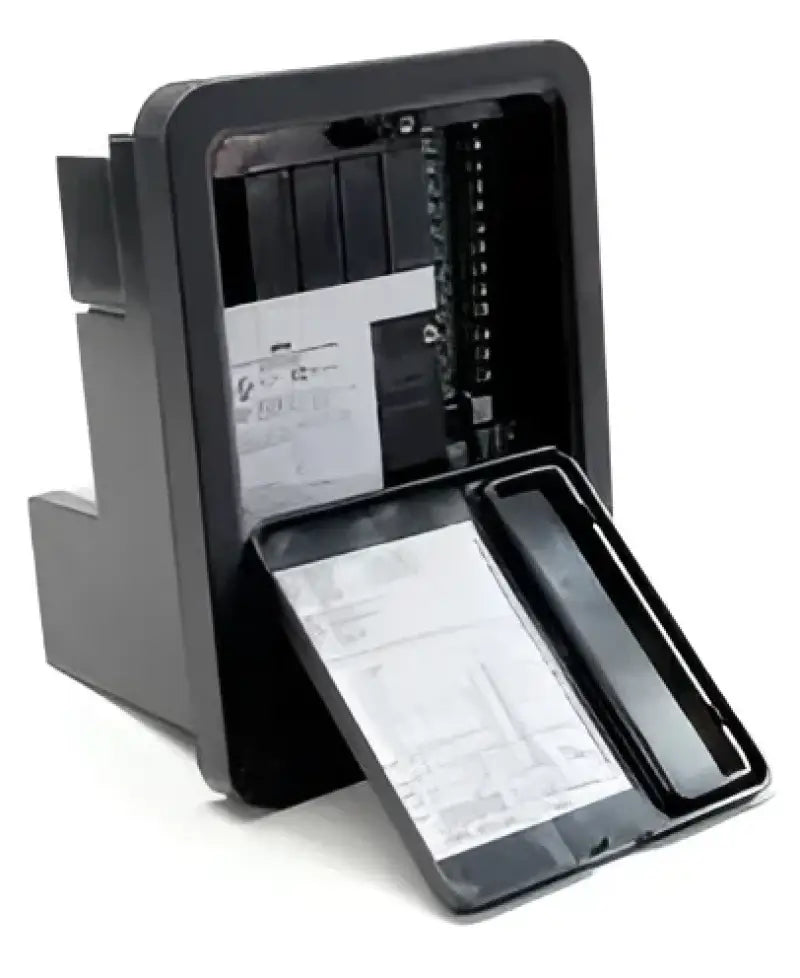 Black electrical fuse box with plastic flip door for WFCO Plastic Flip series