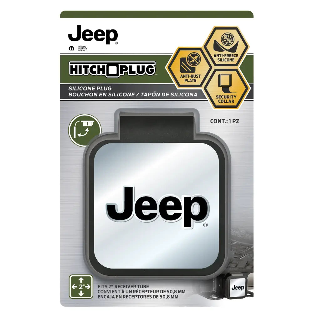 Plasticolor Universal Fit Trailer Hitch Cover 002304R01 - Jeep Metal Plate Silicone Plu