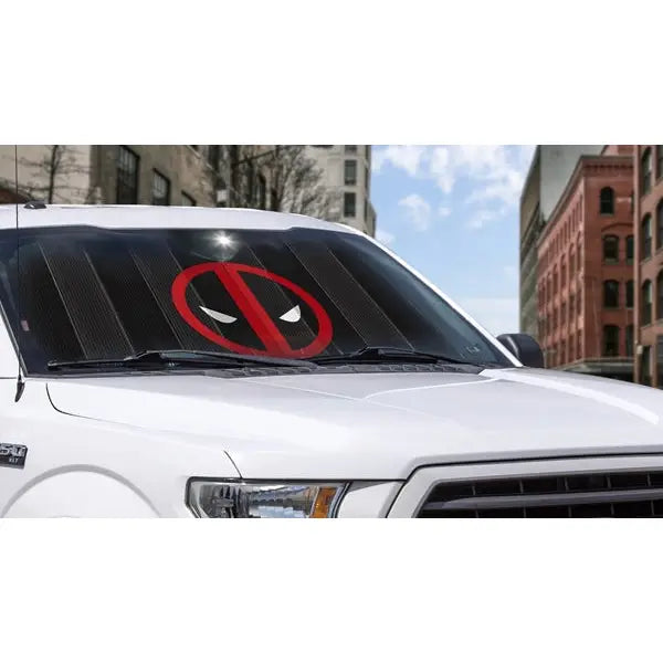 Plasticolor Universal Design Fits Most Vehicles Windshield Shade 003854R01 - Black Marvel Deadpool Logo AC