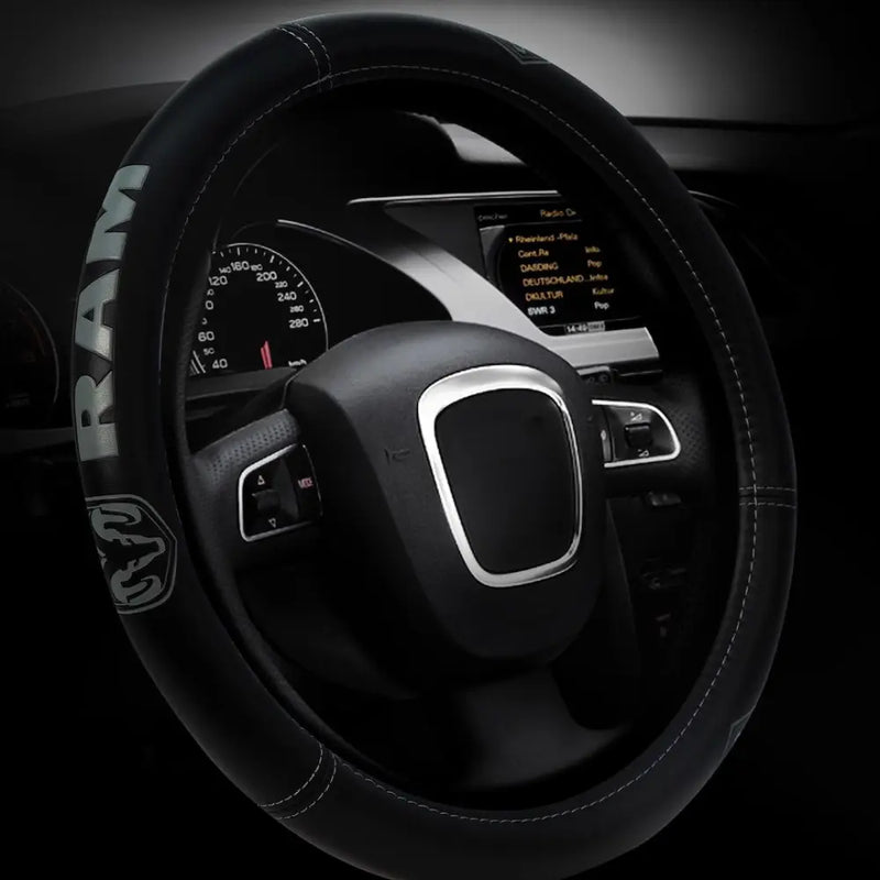 Plasticolor Comfortable Leather-Like Feel Steering Wheel Cover 006789R01 - Ram Truck Sized Swc
