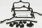 Black motorcycle luggage mounting hardware for matte black hard luggage mounting on bikes