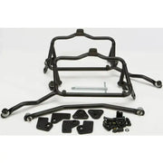 Black motorcycle luggage mounting hardware for matte black hard luggage mounting on bikes