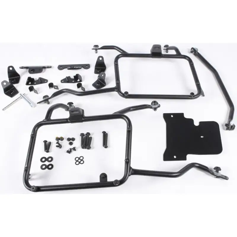 Motorcycle luggage rack kit with mounting hardware for hard luggage mounting on BMW