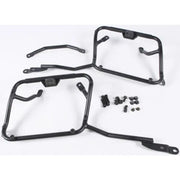 Motorcycle luggage racks with mounting hardware for hard luggage mounting in matte black