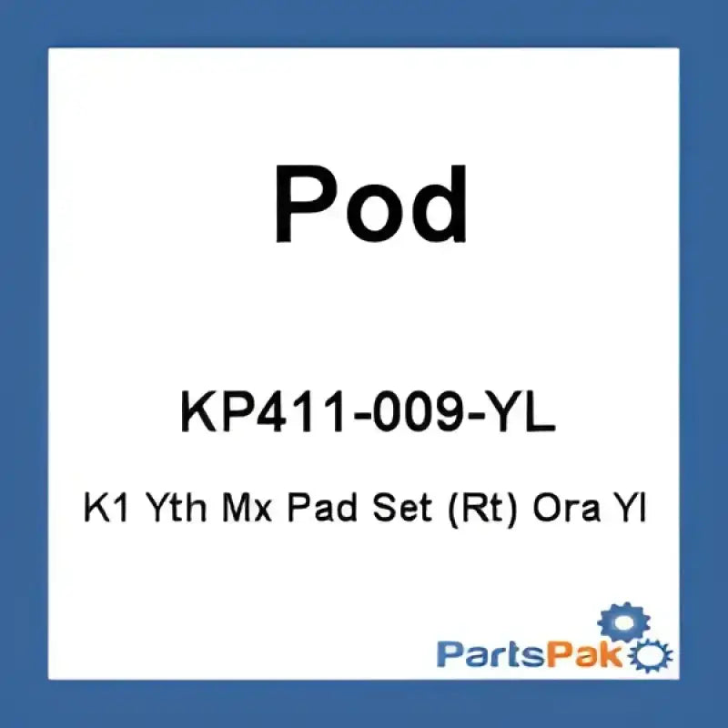 Pod KP411-009-YL K1 Knee Brace Pad Set Orange Yl (Right) - Protective/Safety