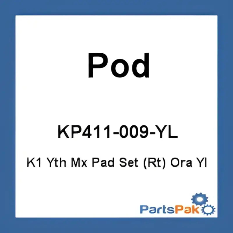 Pod KP411-009-YL K1 Knee Brace Pad Set Orange Yl (Right) - Protective/Safety