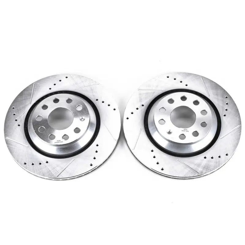Power Stop 17-18 Audi RS3 Rear Evolution Drilled & Slotted Rotors - Pair - Truck Automotive