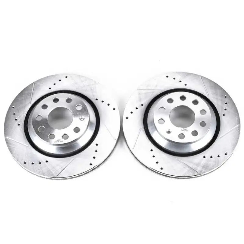 Power Stop 17-18 Audi RS3 Rear Evolution Drilled & Slotted Rotors - Pair - Truck Automotive
