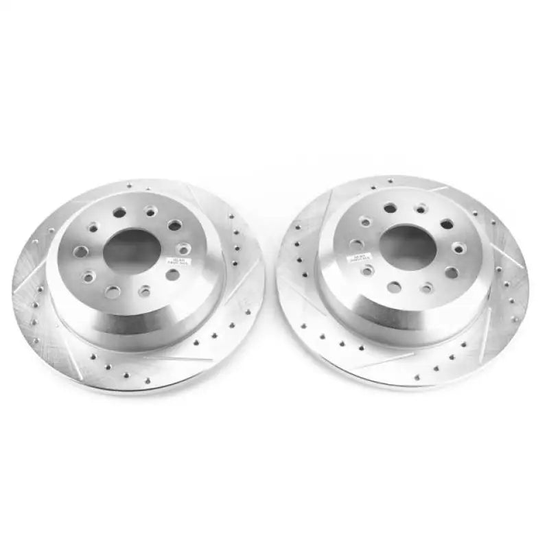 Power Stop 2018 Jeep Wrangler Rear Evolution Drilled & Slotted Rotors - Pair - Truck Automotive