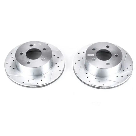 Power Stop 90-99 Jeep Cherokee Front Evolution Drilled & Slotted Rotors - Pair - Truck Automotive