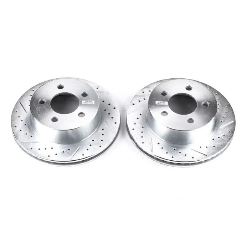 Silver Power Stop Evolution Drilled and Slotted Rotors for Jeep Cherokee front pair