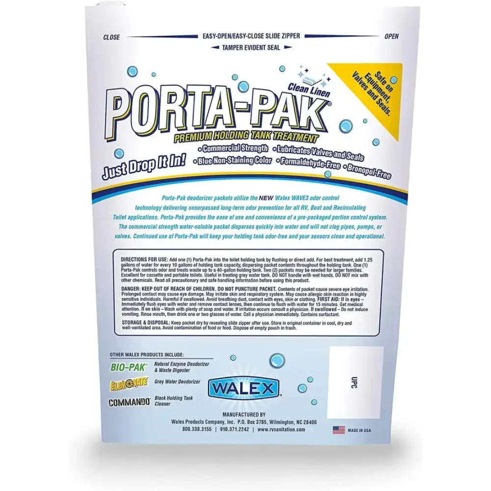 PPRV10CLEAN Walex Porta-Pak Clean Linen, RV, Automotive, Powersports, off-road, marine, exterior, truck accessories, interior, truck bed, RV parts, Plumbing, RV Sanitation Sewer Hoses waste valves holding tanks, AVADA - Best Sellers, Must Haves