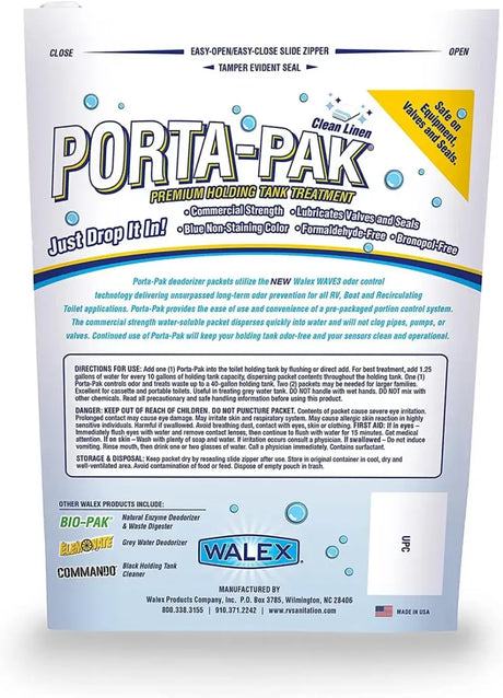 PPRV10CLEAN Walex Porta-Pak Clean Linen, RV, Automotive, Powersports, off-road, marine, exterior, truck accessories, interior, truck bed, RV parts, Plumbing, RV Sanitation Sewer Hoses waste valves holding tanks, AVADA - Best Sellers, Must Haves