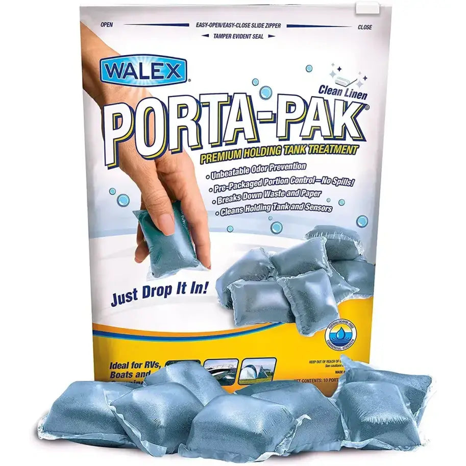 Walex Porta-Pak Clean Linen Premium Holding Tank Treatment for RV, automotive, powersports, off-road, marine, exterior, truck accessories, interior, truck bed, RV parts, clean linen scent for effective waste breakdown and long-lasting odor control, Plumbing, RV Sanitation Sewer Hoses waste valves holding tanks, AVADA - Best Sellers, Must Haves
