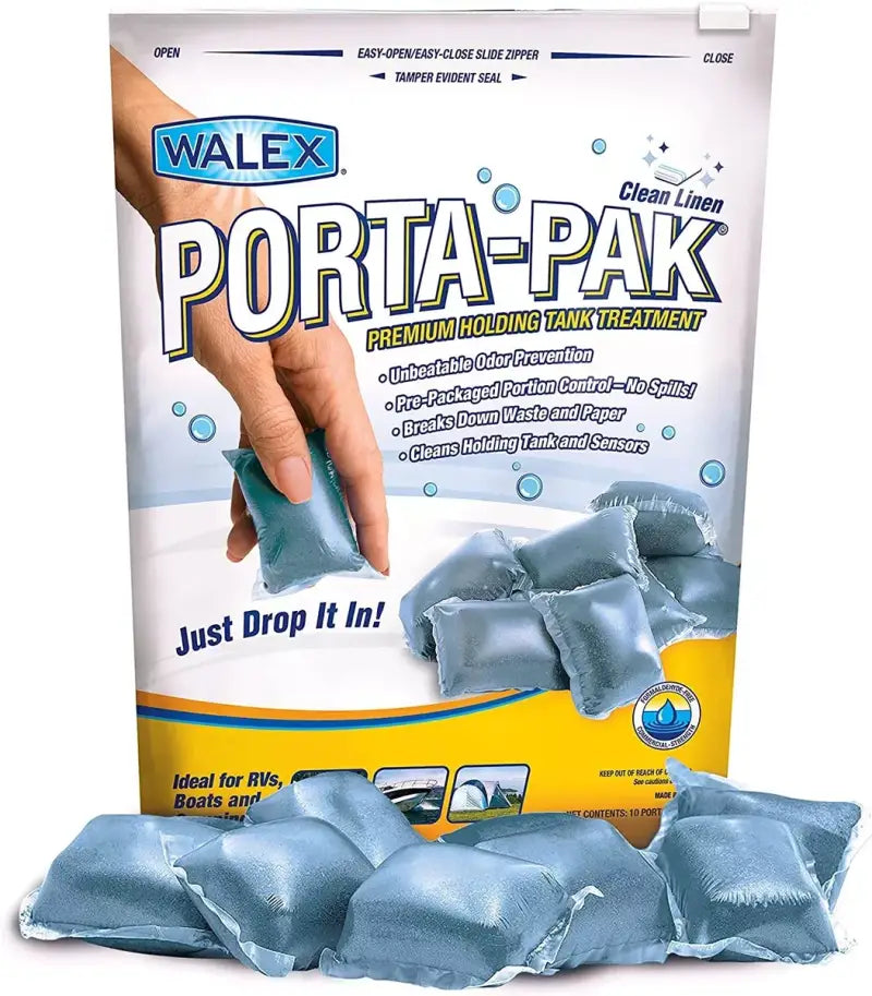 Walex Porta-Pak Clean Linen Premium Holding Tank Treatment for RV, automotive, powersports, off-road, marine, exterior, truck accessories, interior, truck bed, RV parts, clean linen scent for effective waste breakdown and long-lasting odor control, Plumbing, RV Sanitation Sewer Hoses waste valves holding tanks, AVADA - Best Sellers, Must Haves