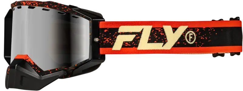 Zone Snow Goggle Blk/Red/Cream W/Red Mirror/Amber Lens - FLY RACING