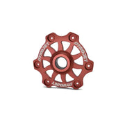 Red metal hub with six mounting points for Primary Pressure Plate Kit use