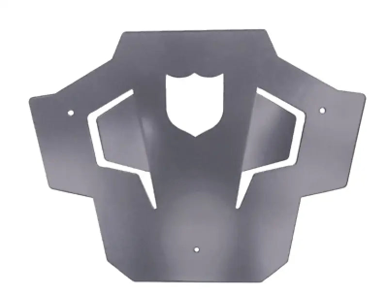 Gray metal shield-shaped plate with cutouts for P199P367AVG rear sport bumper skid